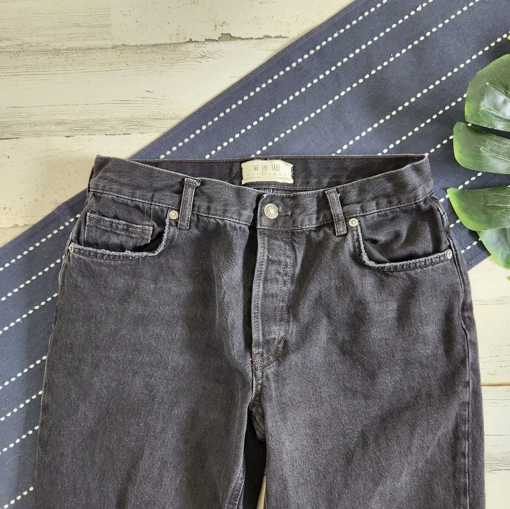 Free People We The Free Maggie Mid Rise Straight Leg Jeans Black Size 27